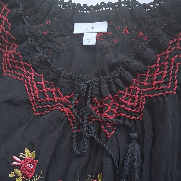 J.Jill Embroidered Floral Tassel Tunic Boho Top - Picture 2 of 5